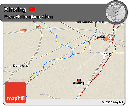 Shaded Relief Panoramic Map of Xinxing