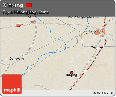 Shaded Relief Panoramic Map of Xinxing