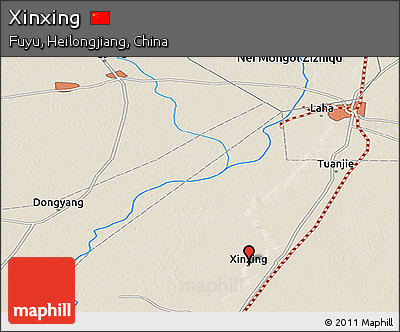 Shaded Relief Panoramic Map of Xinxing