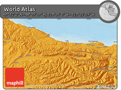Political Map of the Area around 48° 5' 50" N, 124° 1' 30" W