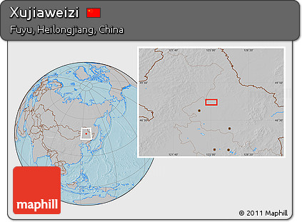 Gray Location Map of Xujiaweizi, hill shading