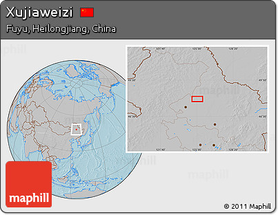 Gray Location Map of Xujiaweizi, hill shading