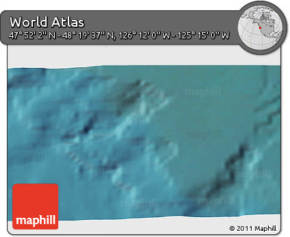 Satellite 3D Map of the Area around 48° 5' 50" N, 125° 43' 29" W