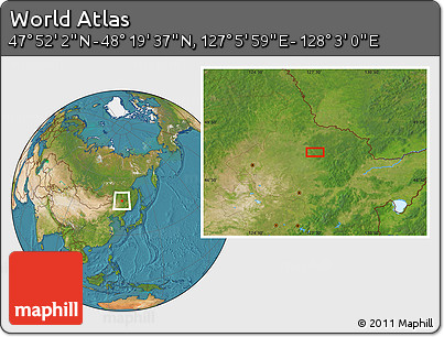 Satellite Location Map of the Area around 48° 5' 50" N, 127° 34' 30" E