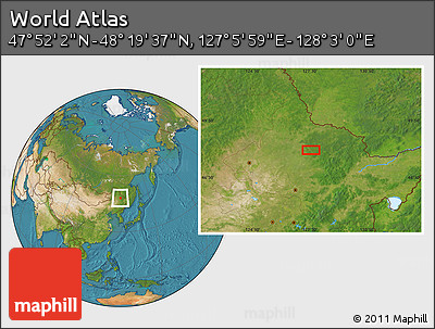 Satellite Location Map of the Area around 48° 5' 50" N, 127° 34' 30" E