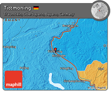 Political 3D Map of Tittmoning