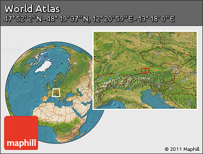 Satellite Location Map of the Area around 48° 5' 50" N, 12° 49' 29" E
