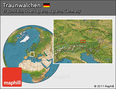 Satellite Location Map of Traunwalchen
