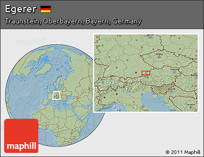 Savanna Style Location Map of Egerer, hill shading