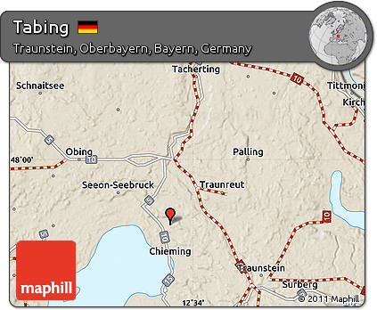 Shaded Relief Map of Tabing