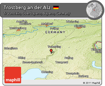 Physical Panoramic Map of Trostberg An Der Alz