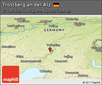 Physical Panoramic Map of Trostberg An Der Alz