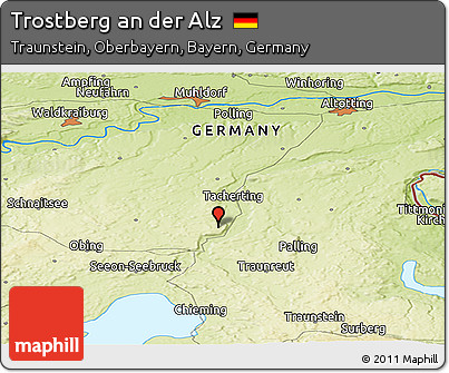 Physical Panoramic Map of Trostberg An Der Alz