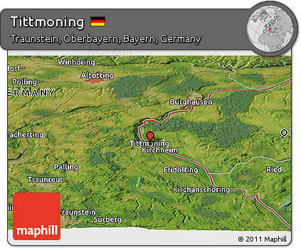 Satellite Panoramic Map of Tittmoning