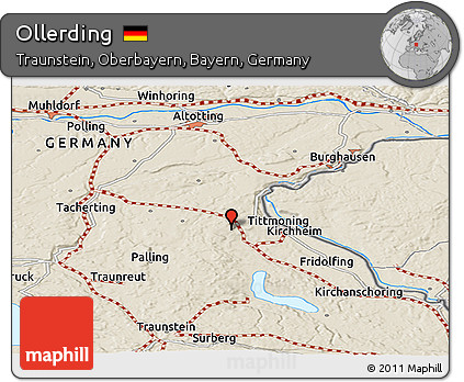 Shaded Relief Panoramic Map of Ollerding