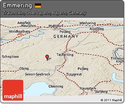 Shaded Relief Panoramic Map of Emmering