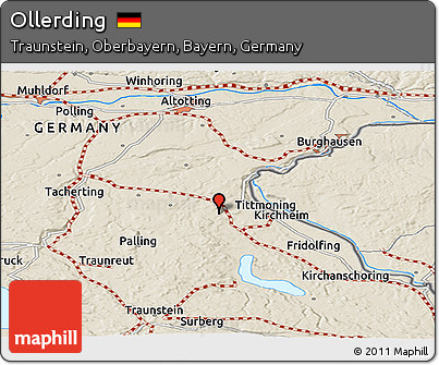 Shaded Relief Panoramic Map of Ollerding