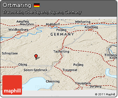 Shaded Relief Panoramic Map of Ortmaring