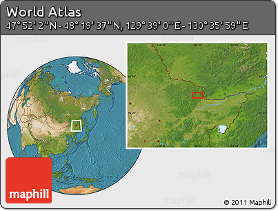 Satellite Location Map of the Area around 48° 5' 50" N, 130° 7' 30" E