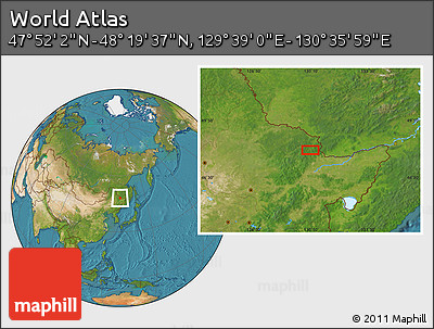 Satellite Location Map of the Area around 48° 5' 50" N, 130° 7' 30" E