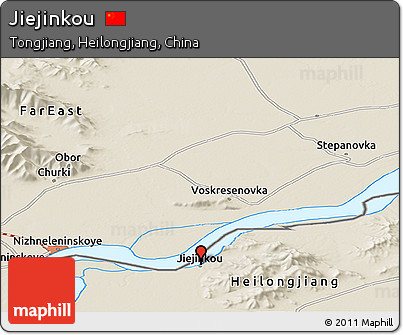 Shaded Relief Panoramic Map of Jiejinkou