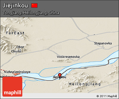 Shaded Relief Panoramic Map of Jiejinkou