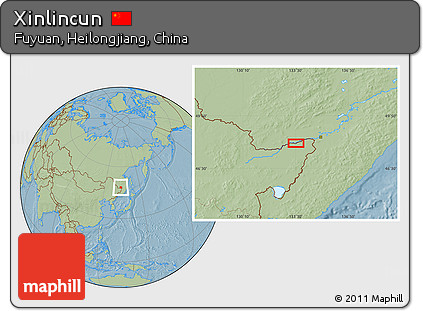 Savanna Style Location Map of Xinlincun, hill shading