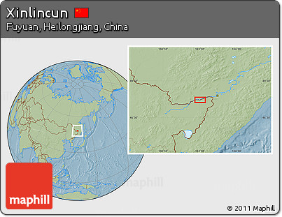 Savanna Style Location Map of Xinlincun, hill shading