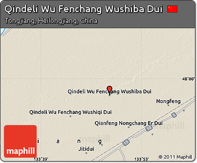 Shaded Relief Map of Qindeli Wu Fenchang Wushiba Dui