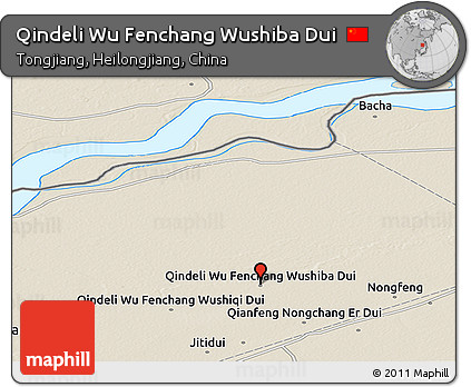 Shaded Relief Panoramic Map of Qindeli Wu Fenchang Wushiba Dui