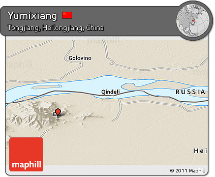 Shaded Relief Panoramic Map of Yumixiang
