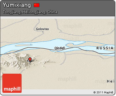 Shaded Relief Panoramic Map of Yumixiang