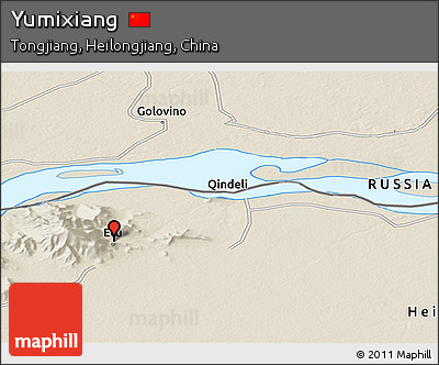 Shaded Relief Panoramic Map of Yumixiang