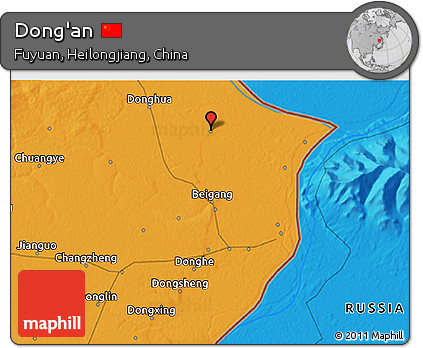Political 3D Map of Dong'an