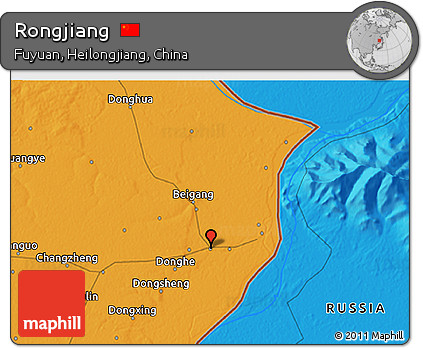Political 3D Map of Rongjiang