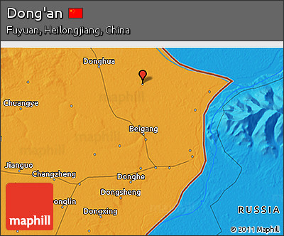 Political 3D Map of Dong'an