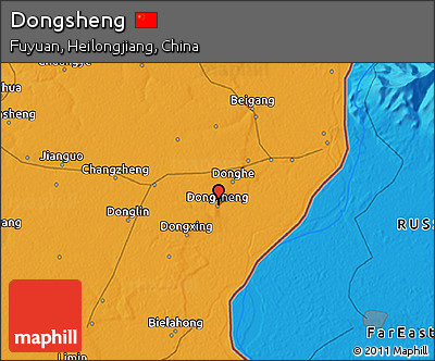 Political 3D Map of Dongsheng