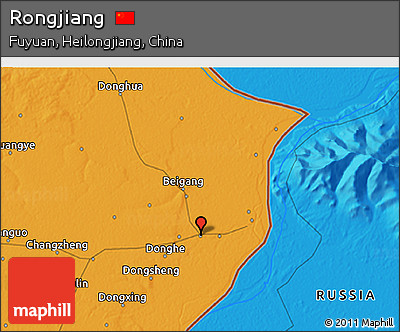 Political 3D Map of Rongjiang