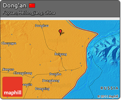 Political 3D Map of Dong'an