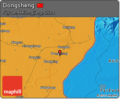 Political 3D Map of Dongsheng
