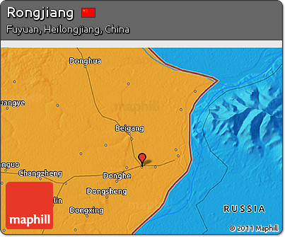 Political 3D Map of Rongjiang