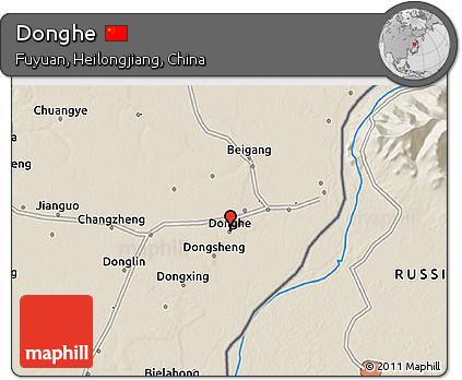 Shaded Relief 3D Map of Donghe