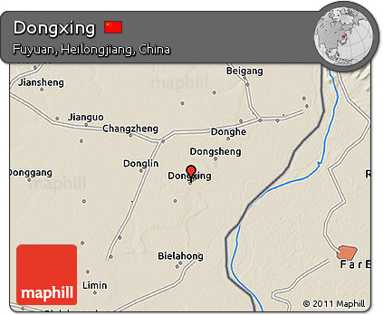 Shaded Relief 3D Map of Dongxing