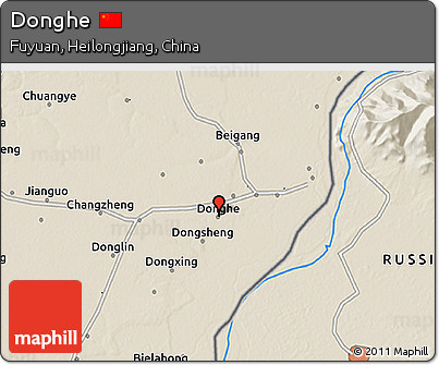 Shaded Relief 3D Map of Donghe