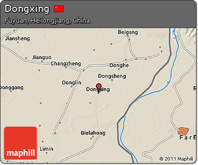 Shaded Relief 3D Map of Dongxing