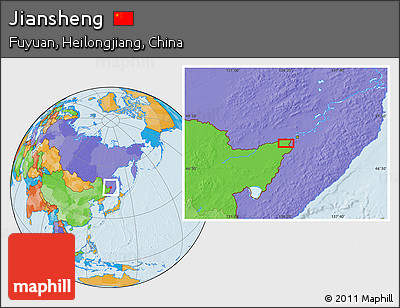 Political Location Map of Jiansheng