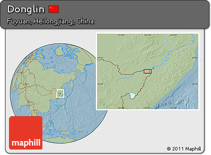 Savanna Style Location Map of Donglin, hill shading