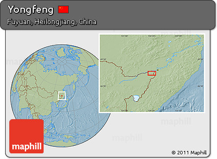 Savanna Style Location Map of Yongfeng, hill shading