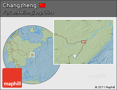Savanna Style Location Map of Changzheng, hill shading