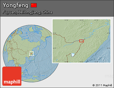 Savanna Style Location Map of Yongfeng, hill shading